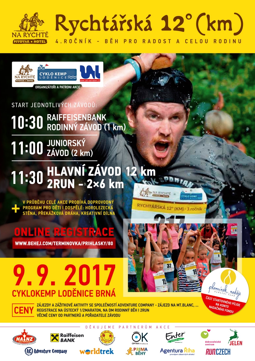 Startovní listina na Rychtářskou 12° se začala rychle plnit, na hlavní závod je volných 70 míst. Závod startuje v sobotu 9.9.2017.