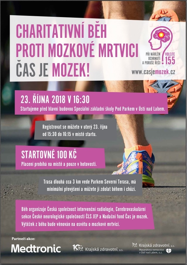 Pozvánka na charitativní běh Čas je mozek, start je 23. října v 16:30 u školy Pod Parkem